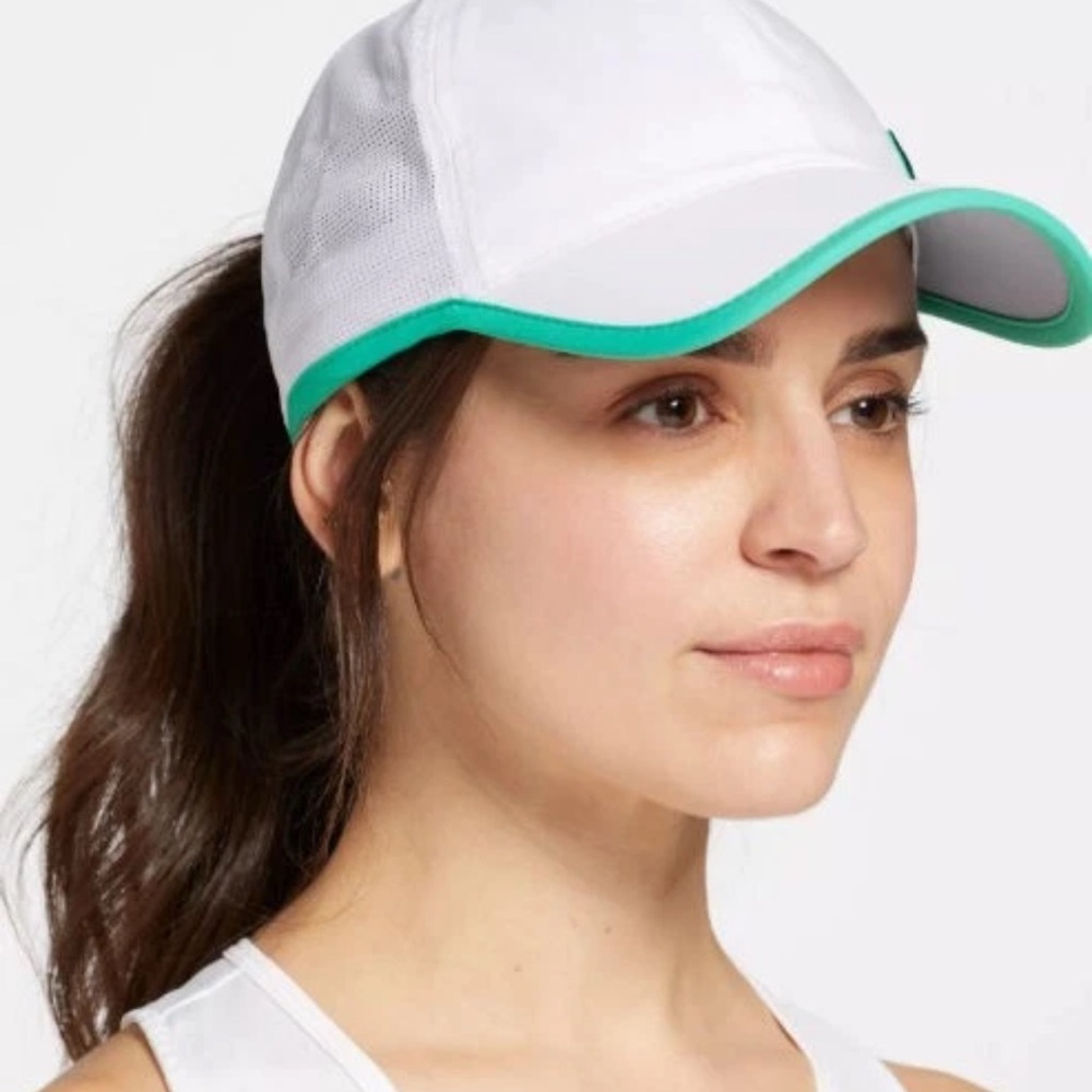 NWT Prince Women's Perforated Ponytail Tennis Hat~White/Green